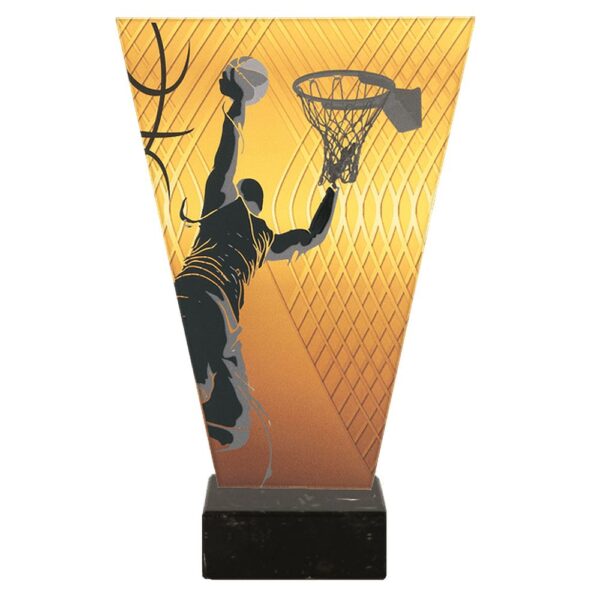Statuetka szklana VL1/BAS/BK — Koszykarz przy koszu
