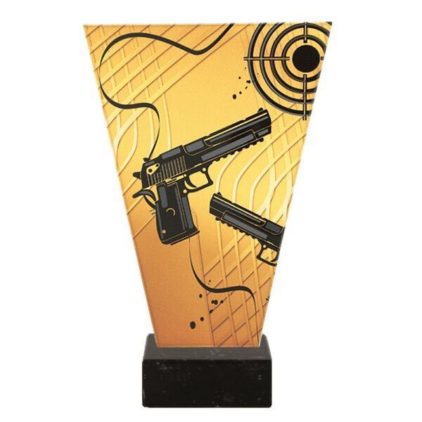 Statuetka szklana VL1/SHO1/BK — Pistolety i tarcza