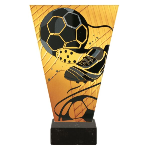 Statuetka szklana VL1/SOC3/BK — Piłka i but piłkarski